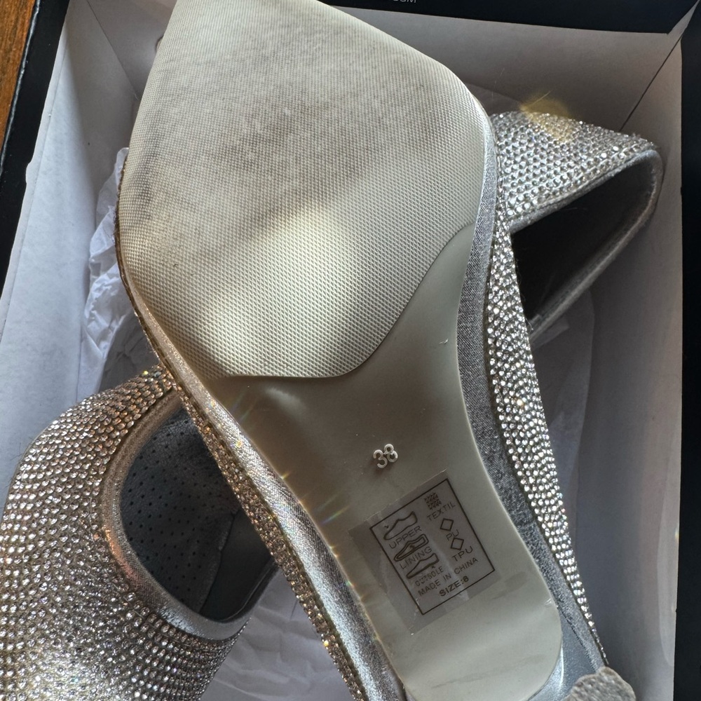 Badgley Mishka Elegant Silver Rhinestone Women's Shoes